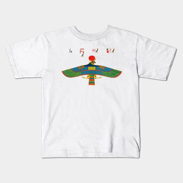 AMON RA AS HAWK Egyptian Sun God Kids T-Shirt by BulganLumini